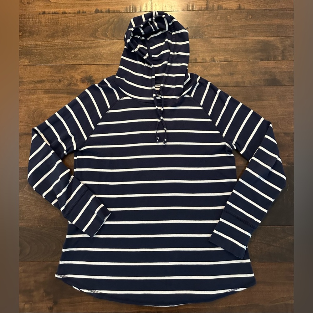 Women’s Eddie Bauer Navy and White Striped Knit Hoodie